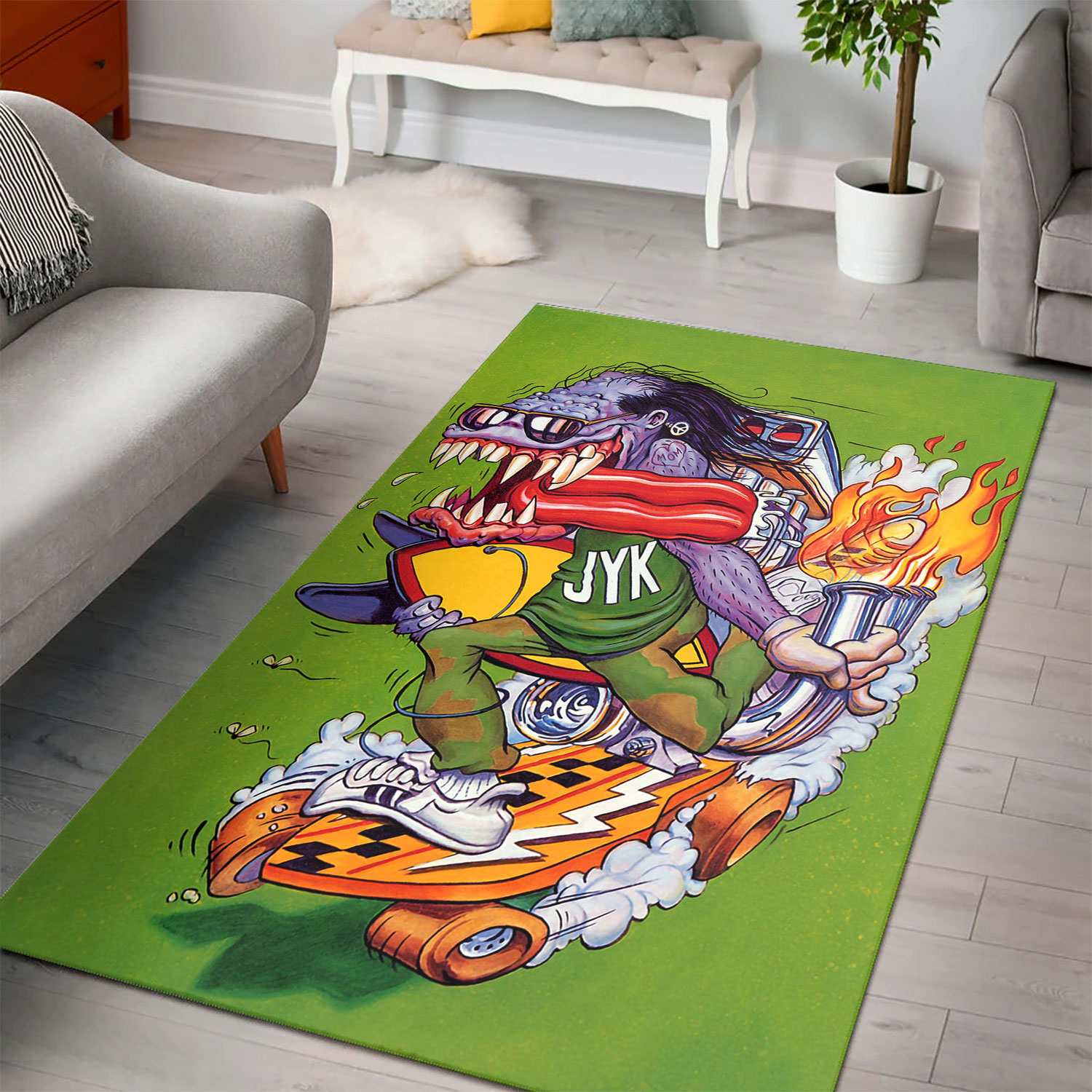 Show Your Skateboarding Love With The Rat Fink Jyk Rug  Personalizable