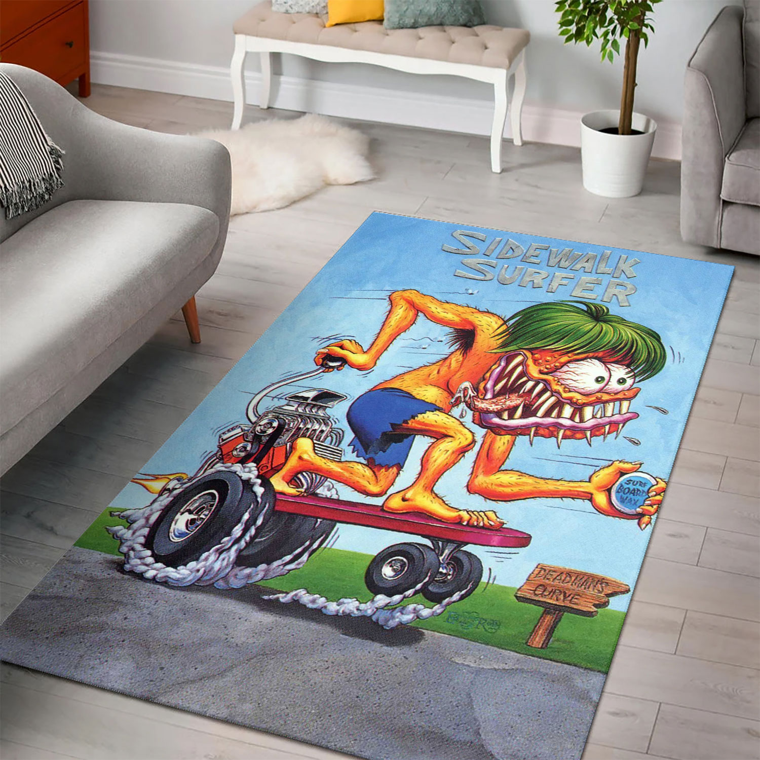 Sidewalk Surfer Rat Fink Rug  Add A Funky Vibe To Your Decor