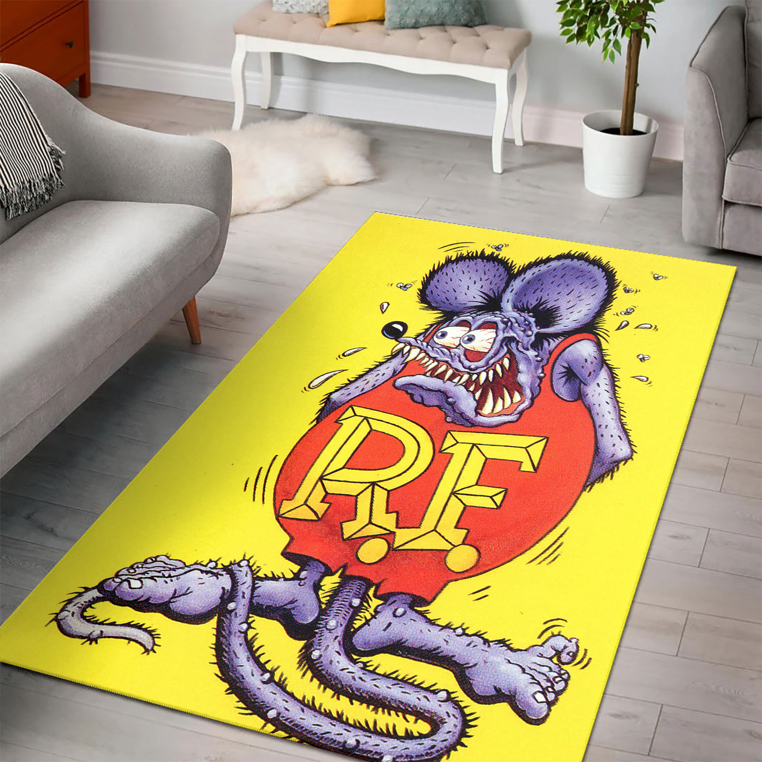 Rat Fink Logo Hot Rod Rug  Show Your Love For Rat Fink And Hot Rods