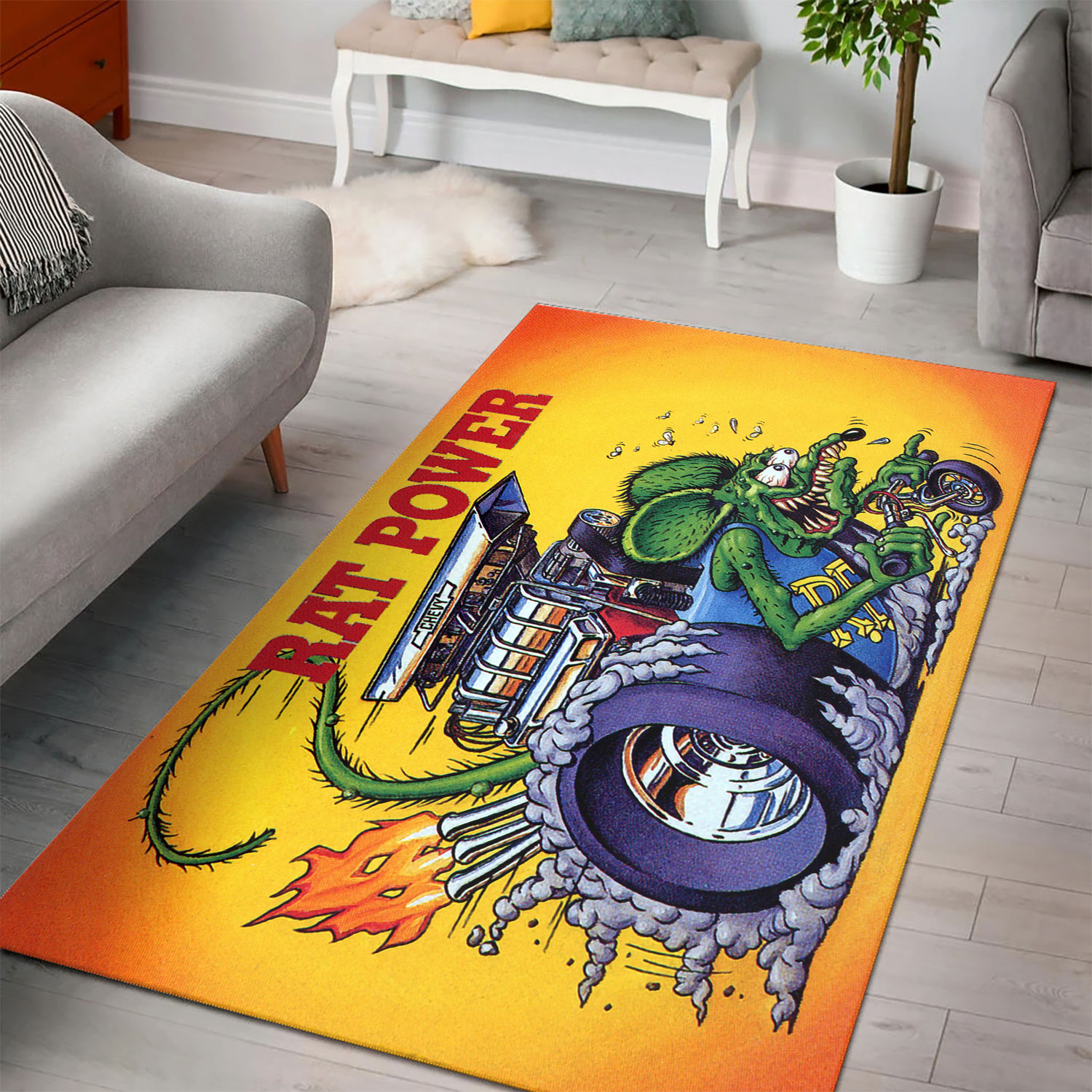 Rat Power Hot Rod Rug  Showcase Your Love For Rat Fink And Hot Rods