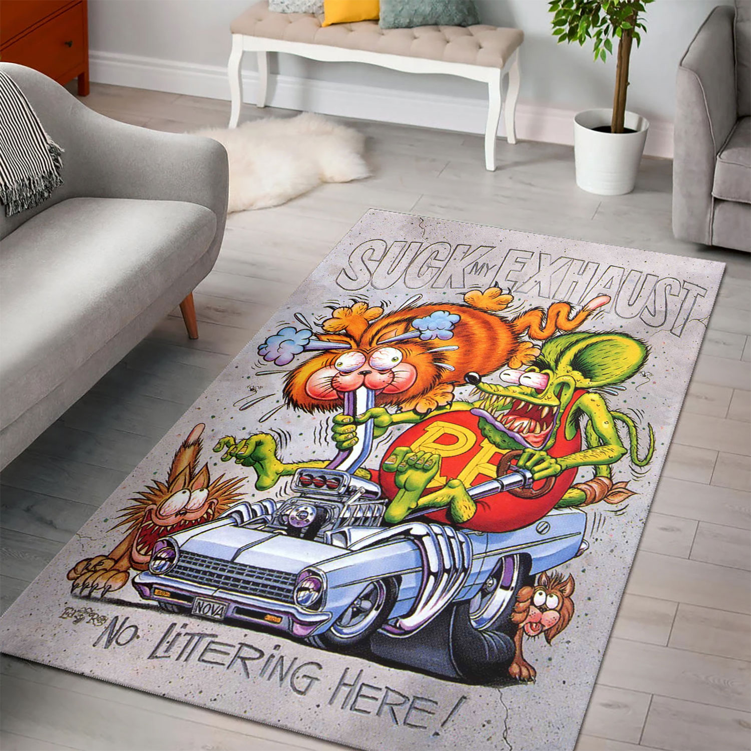 Suck My Exhaust With This Rat Fink Rug  Perfect For Auto Enthusiasts