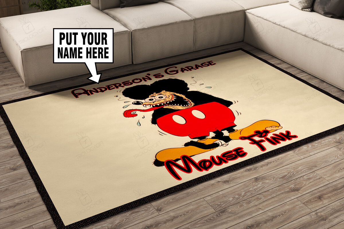 Personalized Garage Mouse Fink Rug Hot Rod Rug For Garage