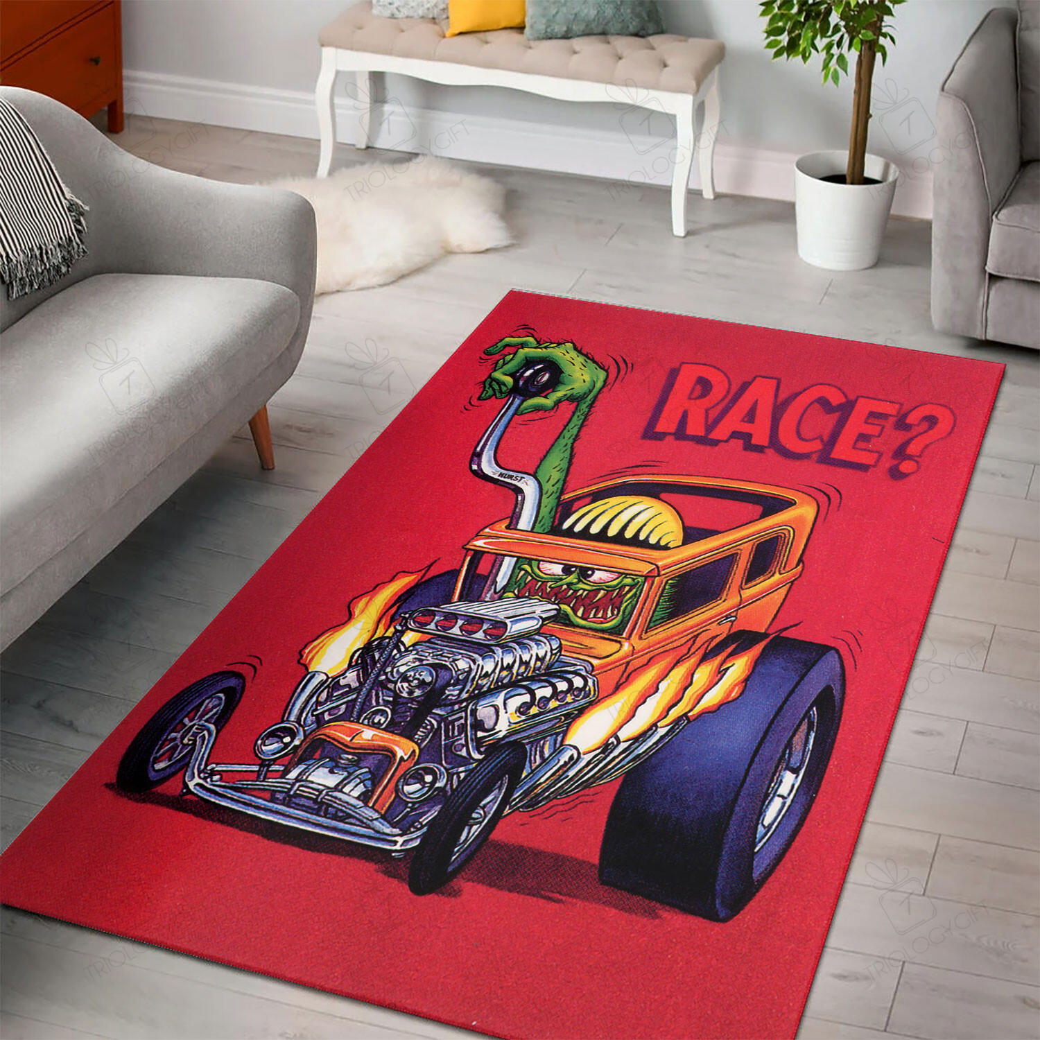 Rat Fink Race Hot Rod Area Rug Hot Rod Rug For Garage