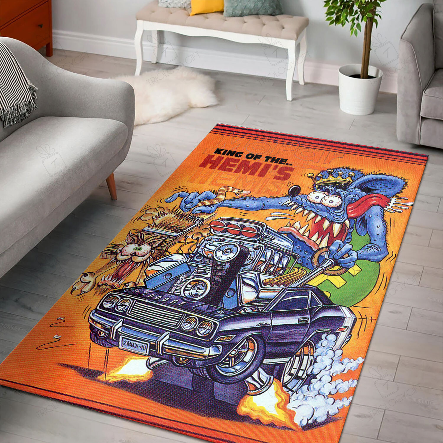 Rat Fink King Of The HemiS Rat Fink Rug Hot Rod Rug For Garage