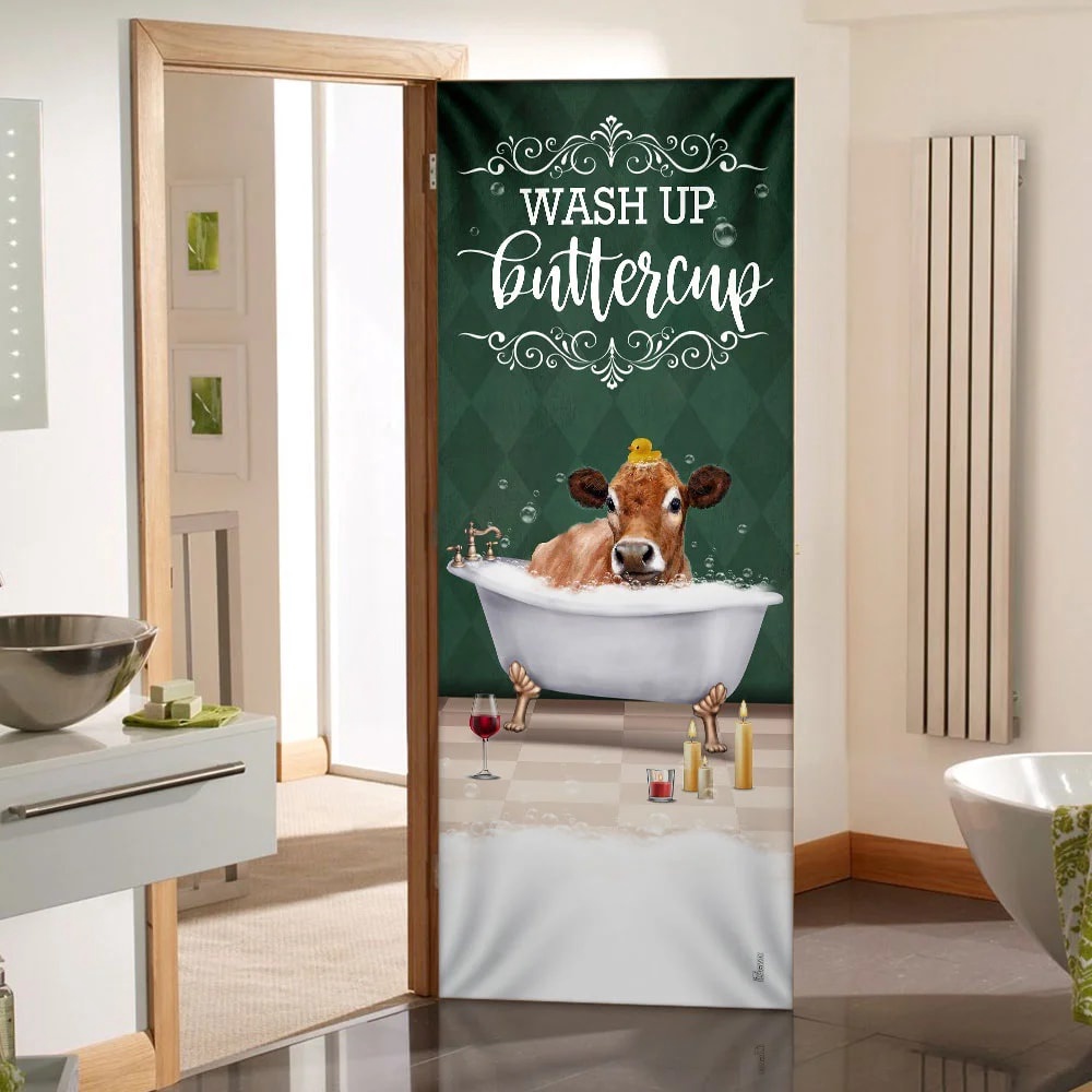 Allleftout Wash Up Buttercup Cow Door Cover, Xmas Outdoor Decoration, Gifts For Dog Lovers, Christmas Gift