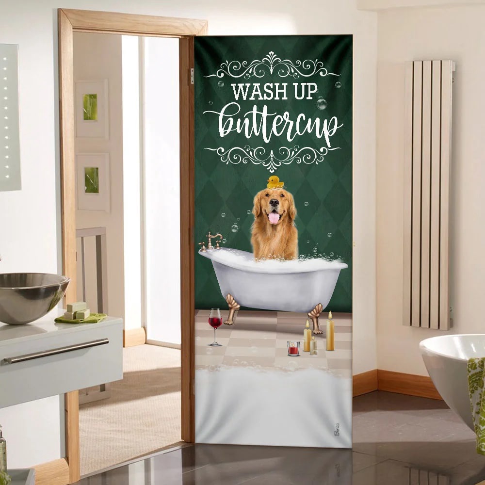 Allleftout Wash Up Buttercup Golden Retriever Door Cover, Xmas Outdoor Decoration, Gifts For Dog Lovers, Christmas Gift