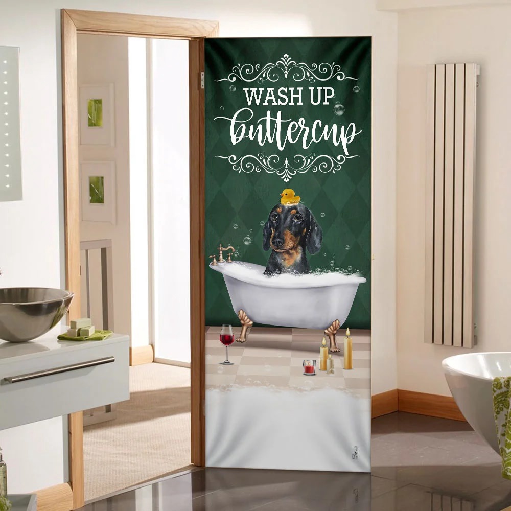 Allleftout Wash Up Buttercup Dachshund Door Cover, Xmas Outdoor Decoration, Gifts For Dog Lovers, Christmas Gift