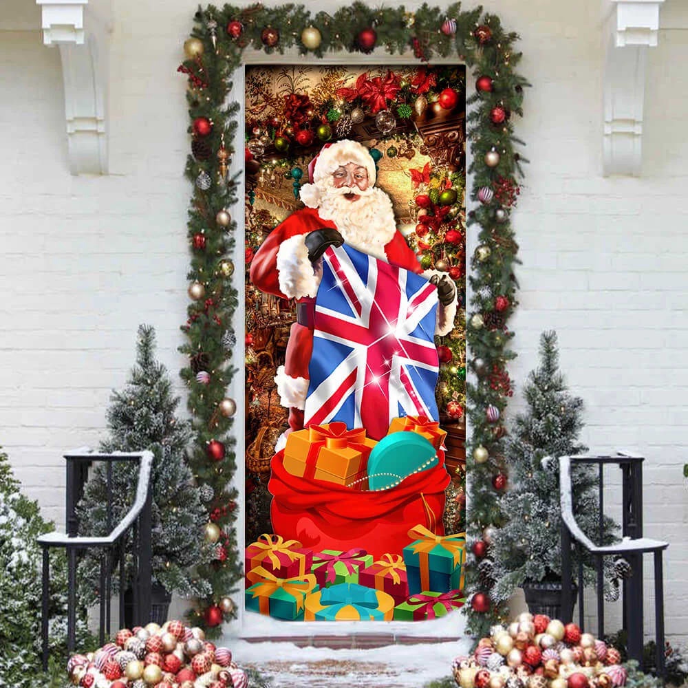 Allleftout Uk Christmas Santa Laughing Door Cover, Unique Gifts Doorcover, Holiday Decor, Christmas Gift