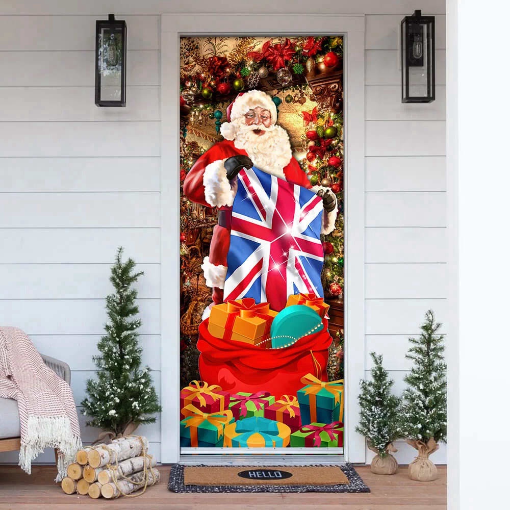 Allleftout Uk Christmas Santa Laughing Door Cover, Christmas Outdoor Decoration, Christmas Gift
