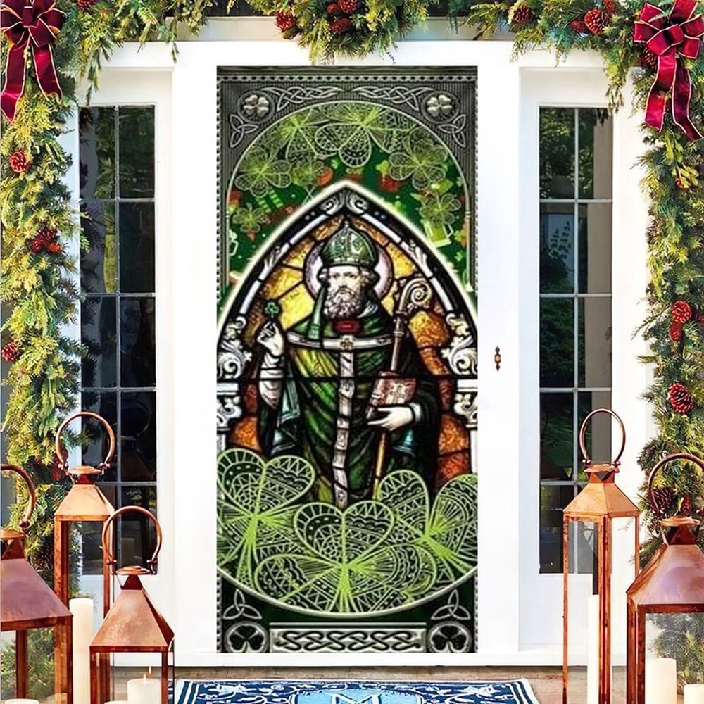 Allleftout St Patrick Day Celebrates Home Decor Door Sticker Irish Lucky Shamrock, Christmas Gift
