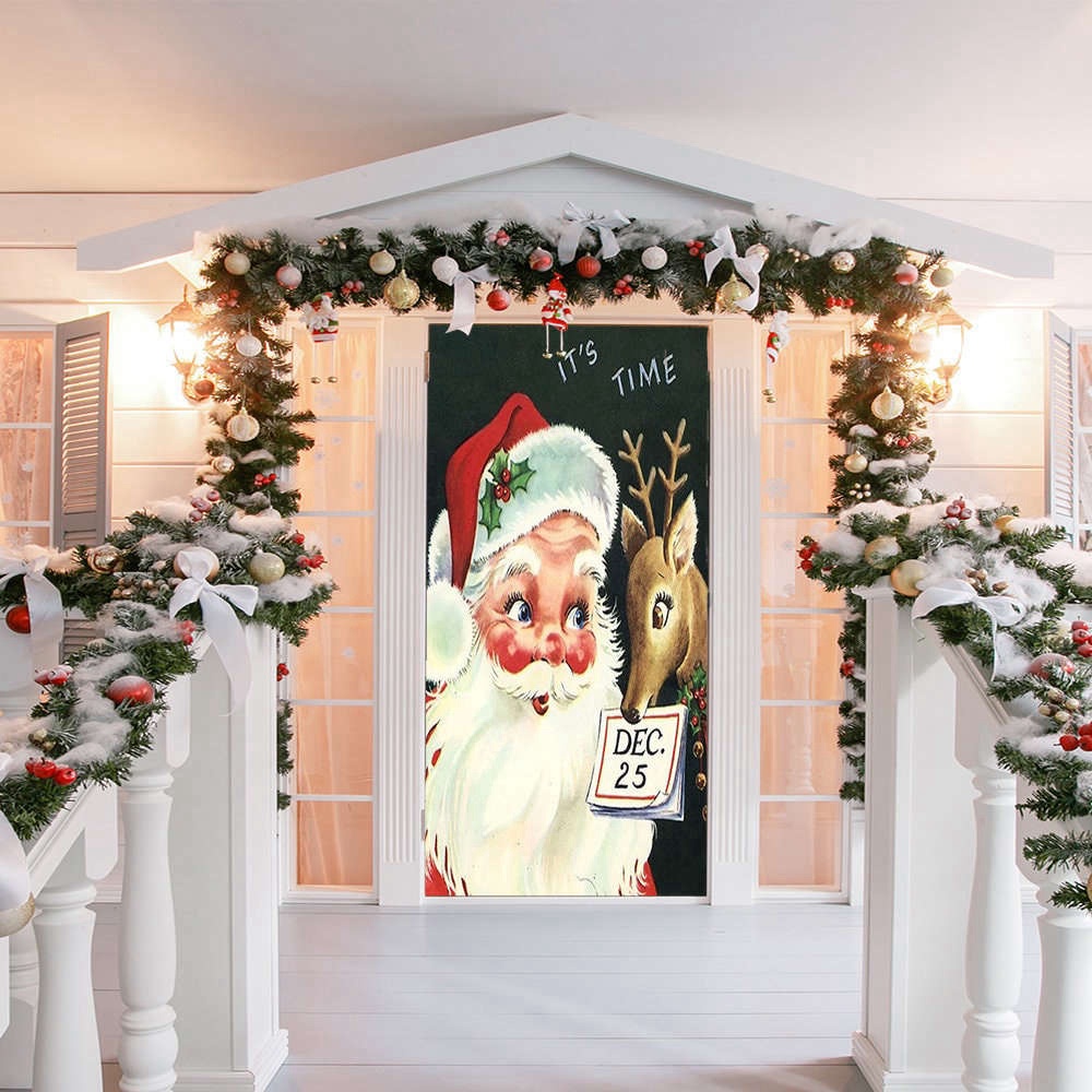 Allleftout It Time Santa Door Cover, Christmas Door Covers, Christmas Gift For Family, Christmas Gift