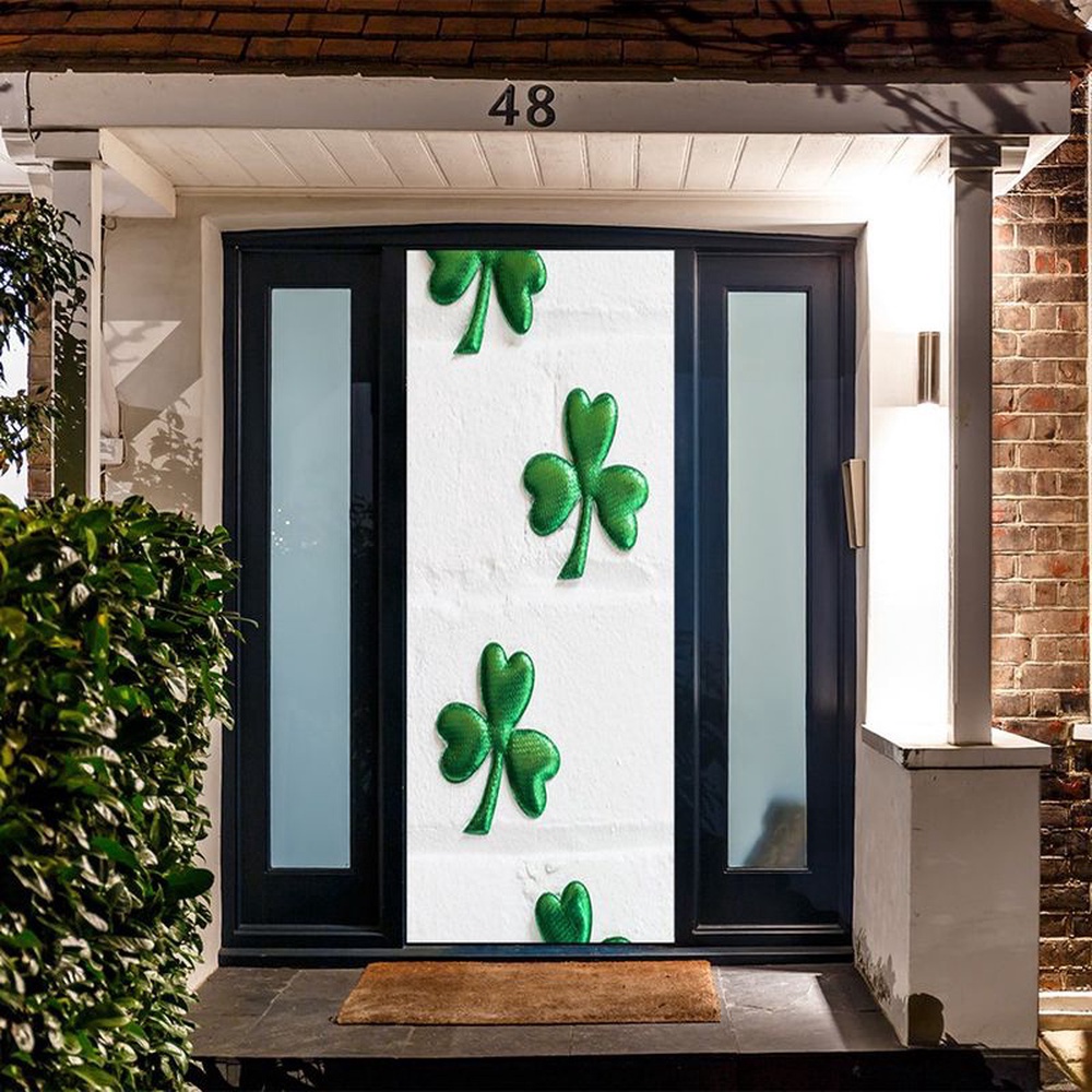 Allleftout Irish Shamrock Door Cover Happy St Patrick Day Door Cover Lucky Clovers Door Cover Home Decor, Christmas Gift
