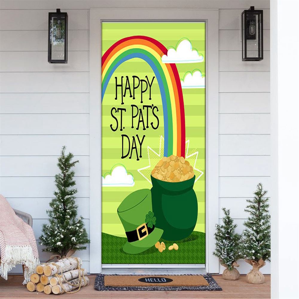 Allleftout St Pat Pot Of Gold Door Cover, St Patrick Day Door Cover, St Patrick Day Door Decor