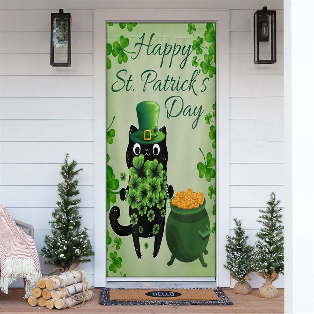 Allleftout St Patrick Day Cat Door Cover, St Patrick Day Door Cover, St Patrick Day Door Decor