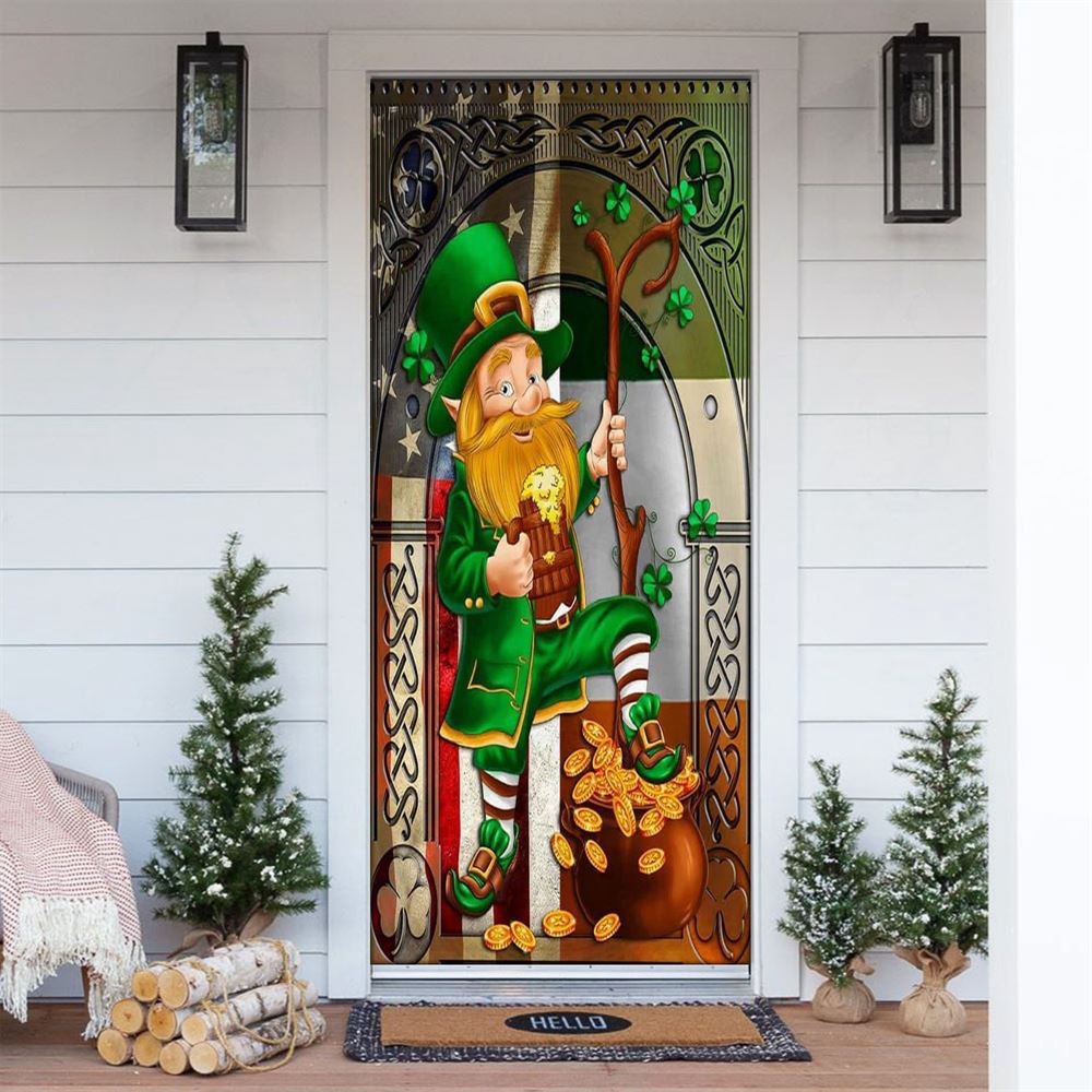 Allleftout Happy Saint Patrick Day Irish American 1 Door Cover, St Patrick Day Door Cover, St Patrick Day Door Decor