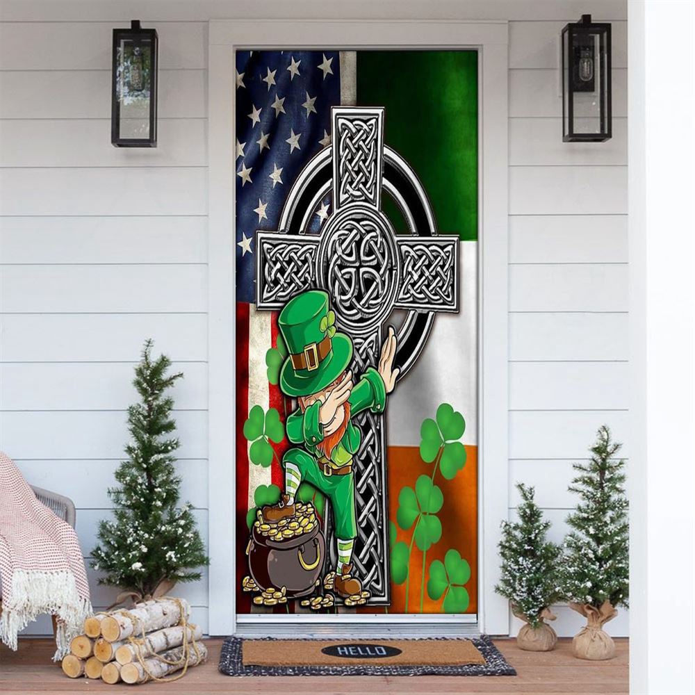 Allleftout Funny Leprechaun St Patrick Day Door Cover, St Patrick Day Door Cover, St Patrick Day Door Decor