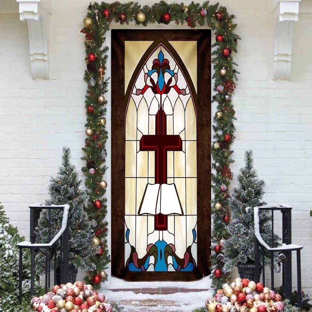 Allleftout Jesus Christ Cross Door Cover, Christian Home Decor, Gift For Christian