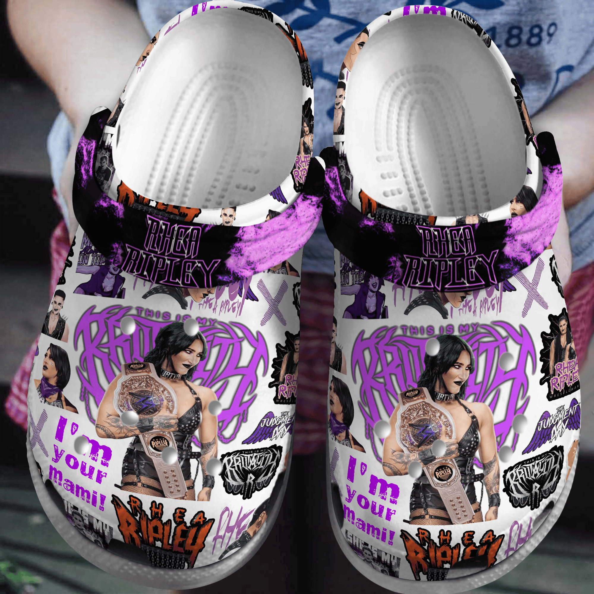Cronocare WWE Sport Crocs Rhea Ripley Crocband Shoes For Men Women