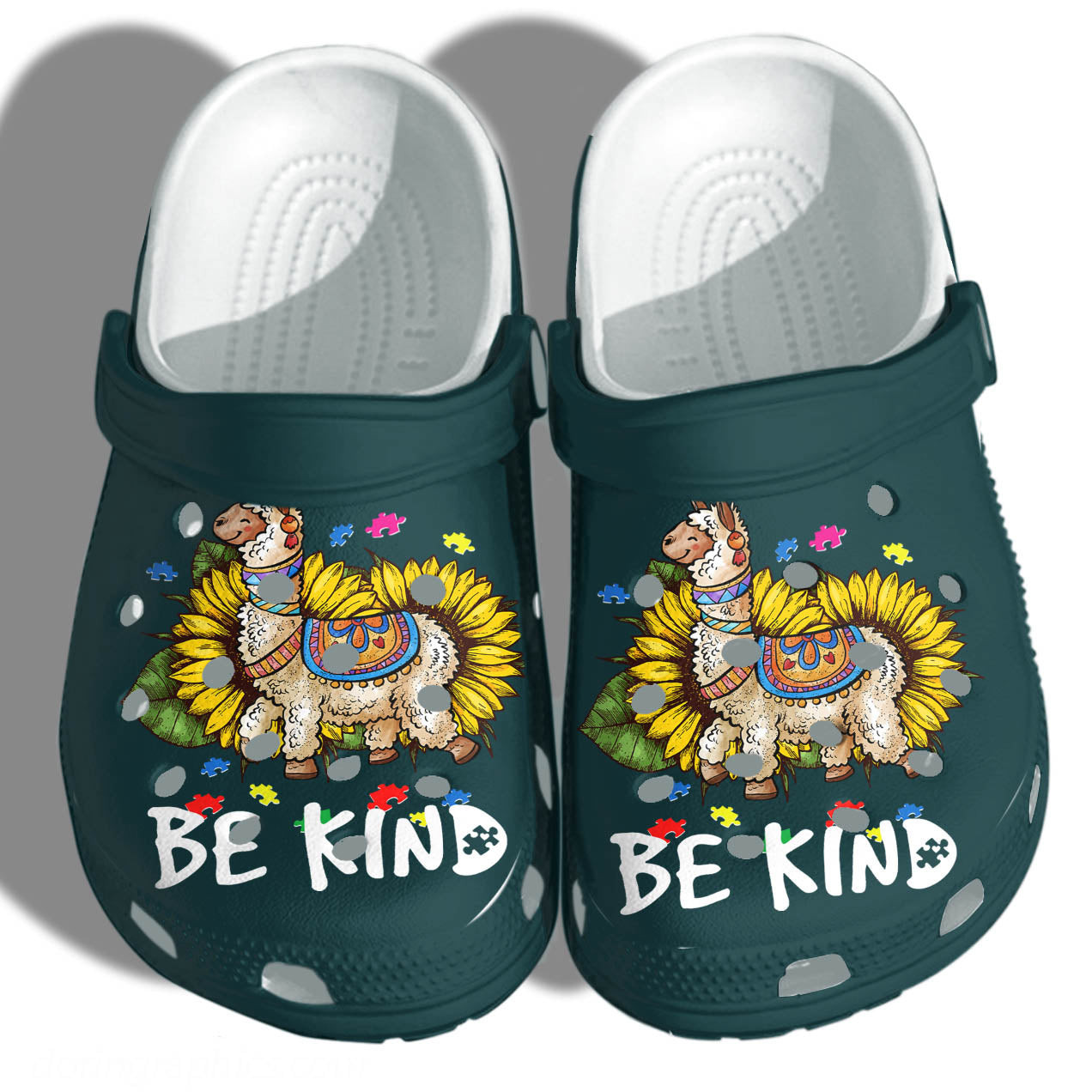 Cronocare Llama Sunflower Llama Sunflower Be Kind Custom Crocs