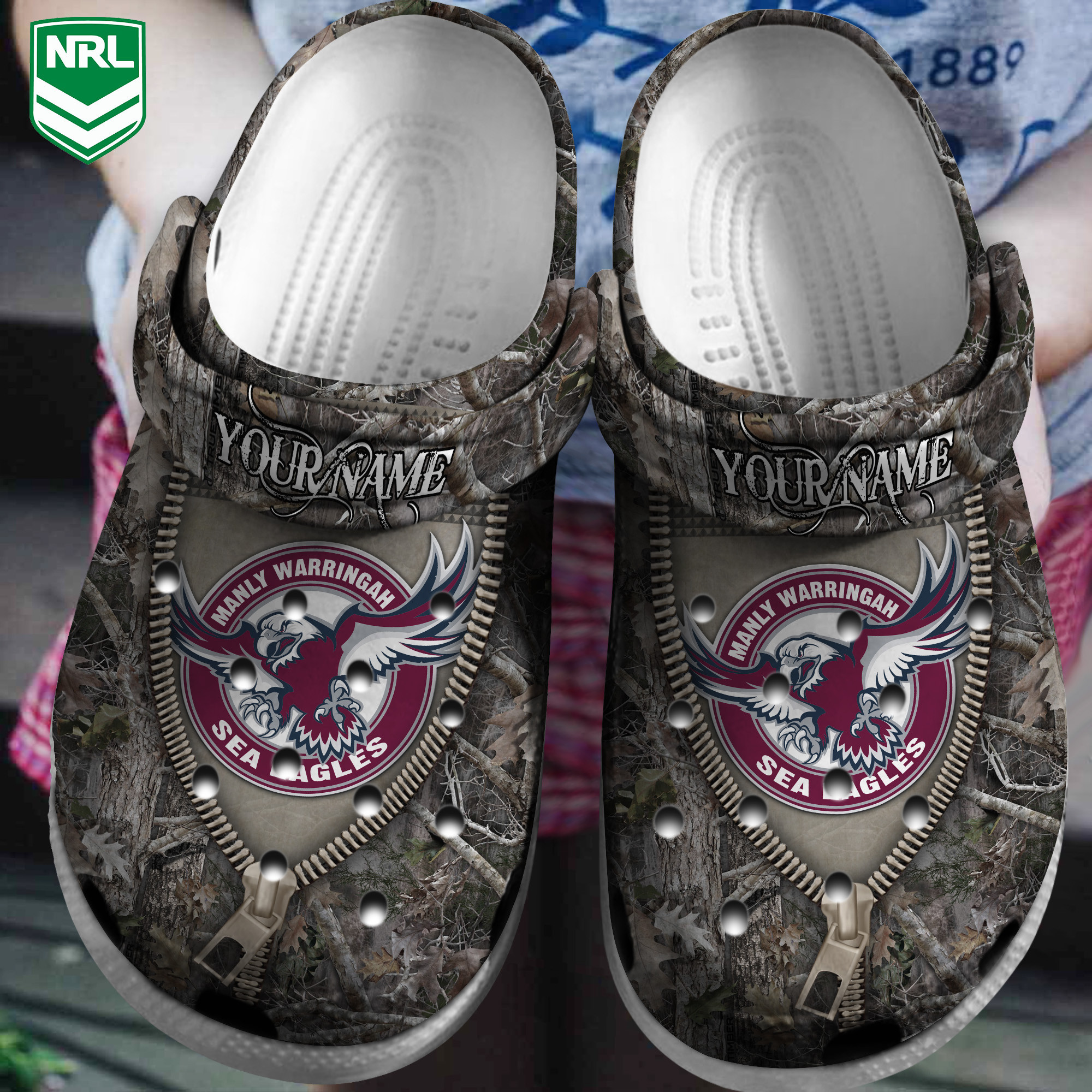Cronocare Manly-Warringah Sea Eagles NRL Hunting Personalized Crocshoes For Fans