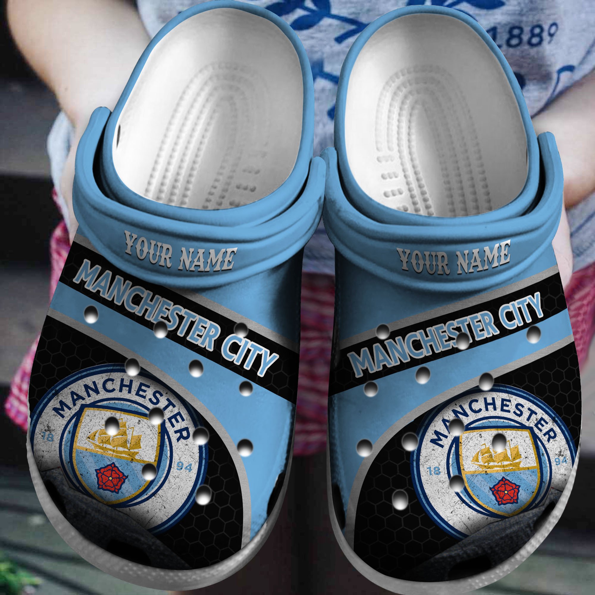 Cronocare Manchester City EPL Personalized Crocshoes Gift For Fan
