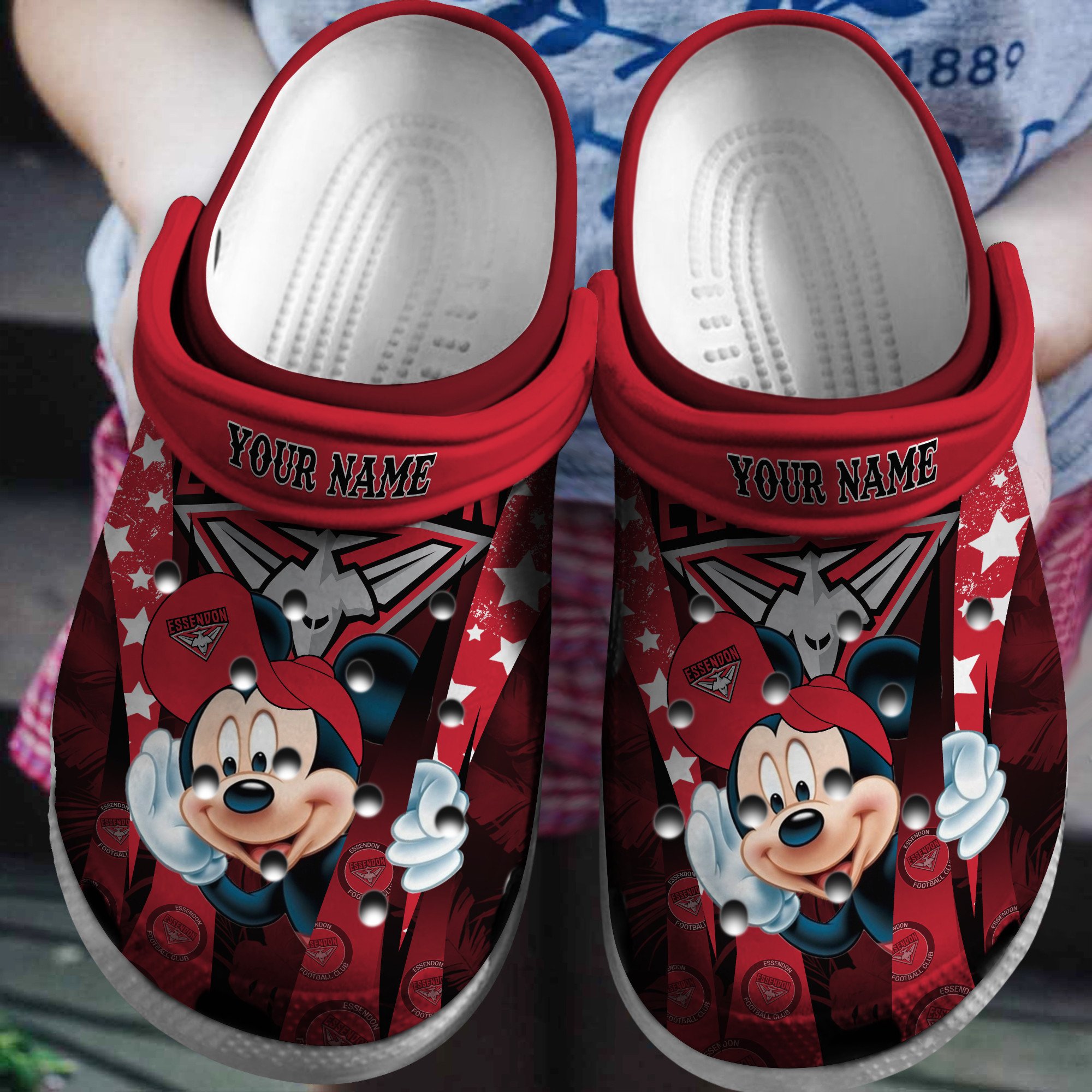 Cronocare Essendon AFL MK Mouse Personalized Crocshoes For Fans