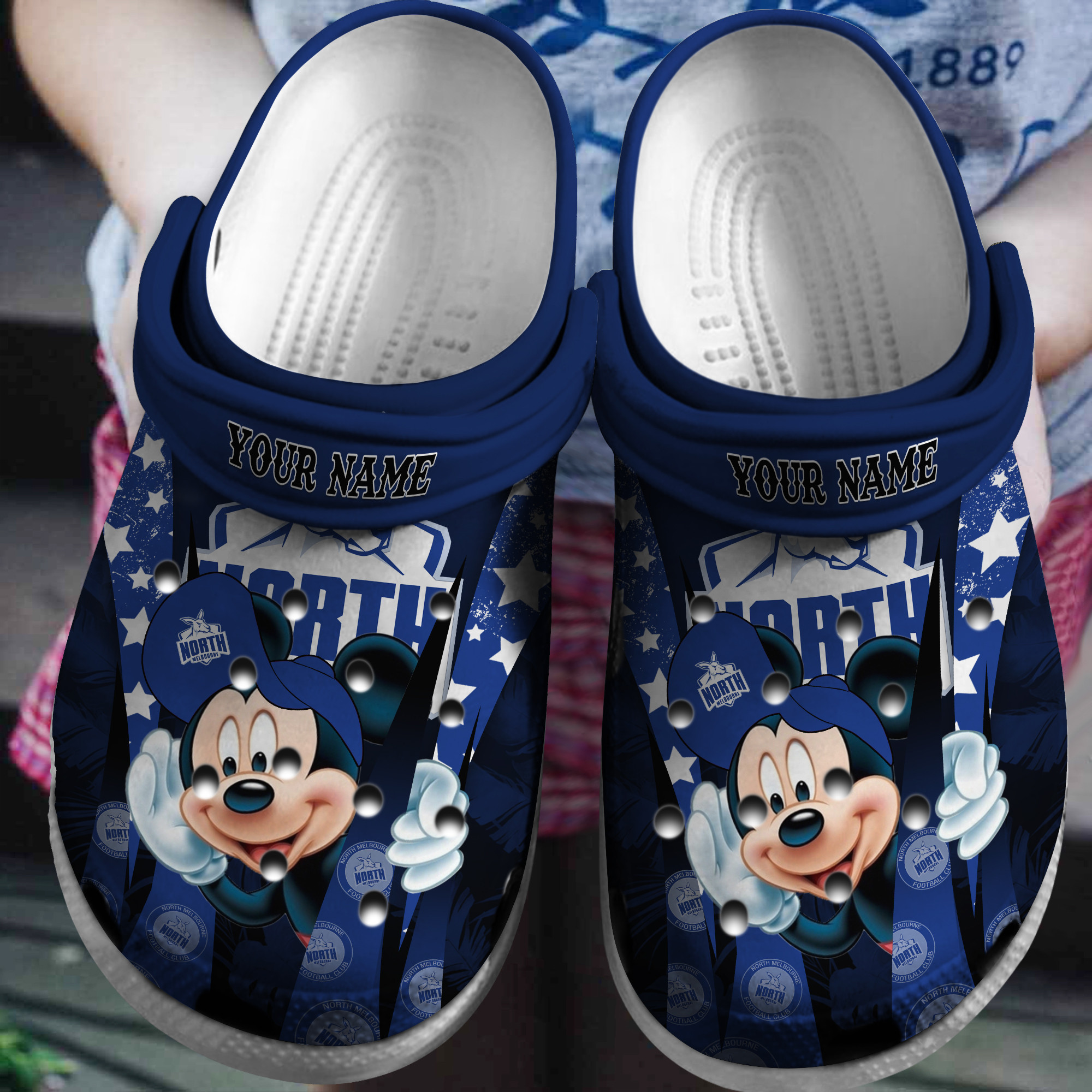 Cronocare North Melbourne AFL MK Mouse Personalized Crocshoes For Fans