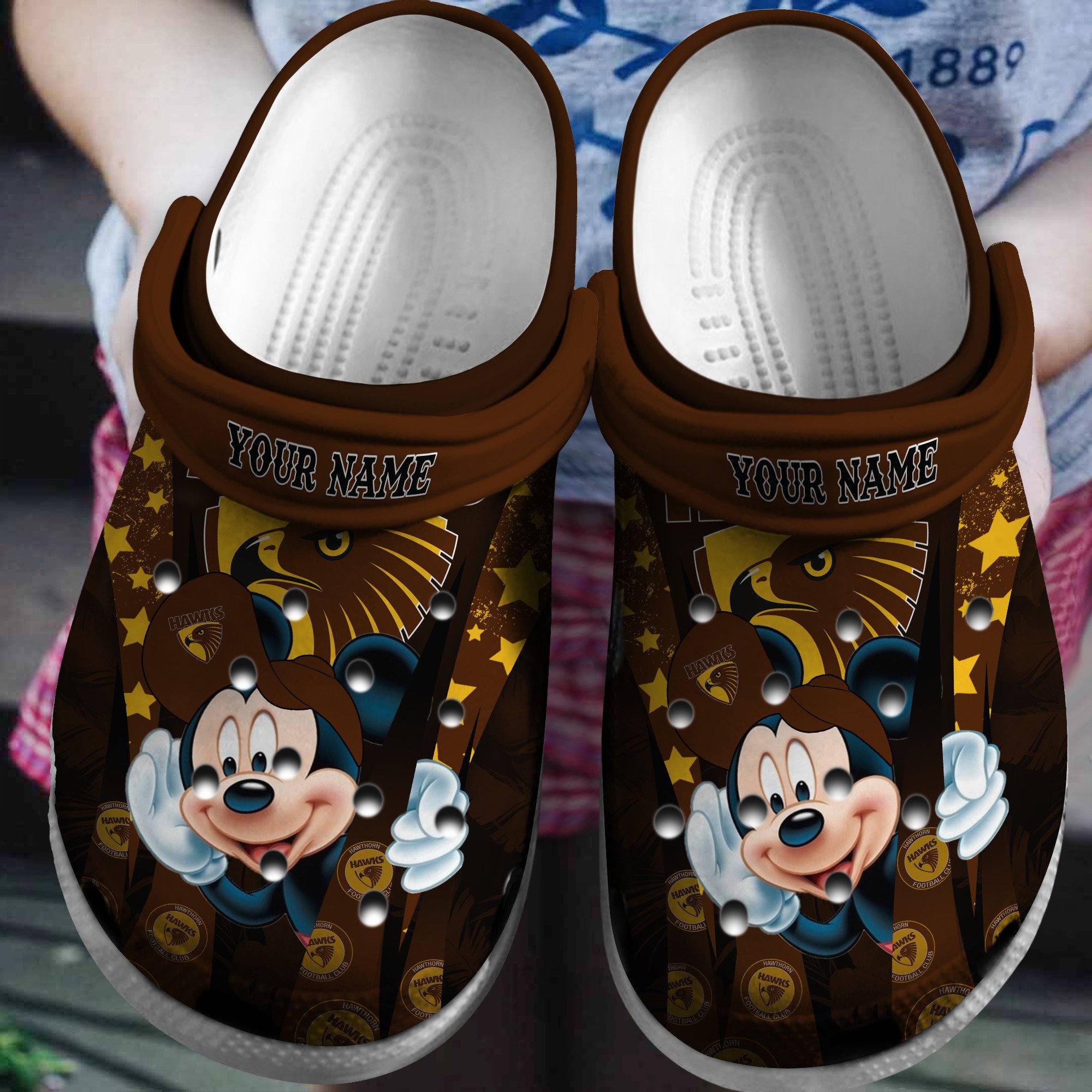 Cronocare Hawthorn Football AFL MK Mouse Personalized Crocshoes For Fans