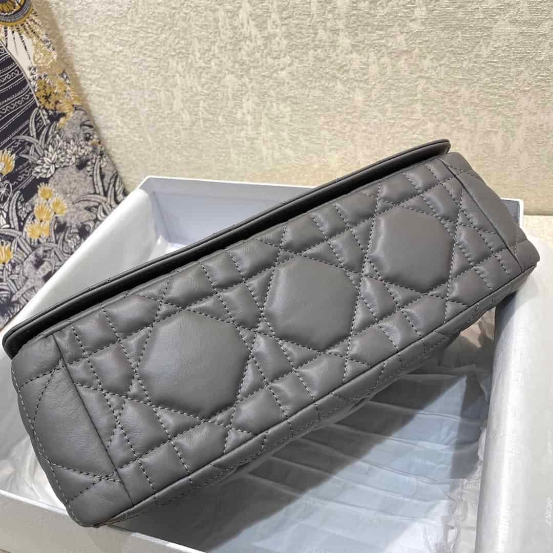 Christian Dior Large Dior Caro Bag Grey Padded Macrocannage Dark Grey For Women 28cm CD - Image 6