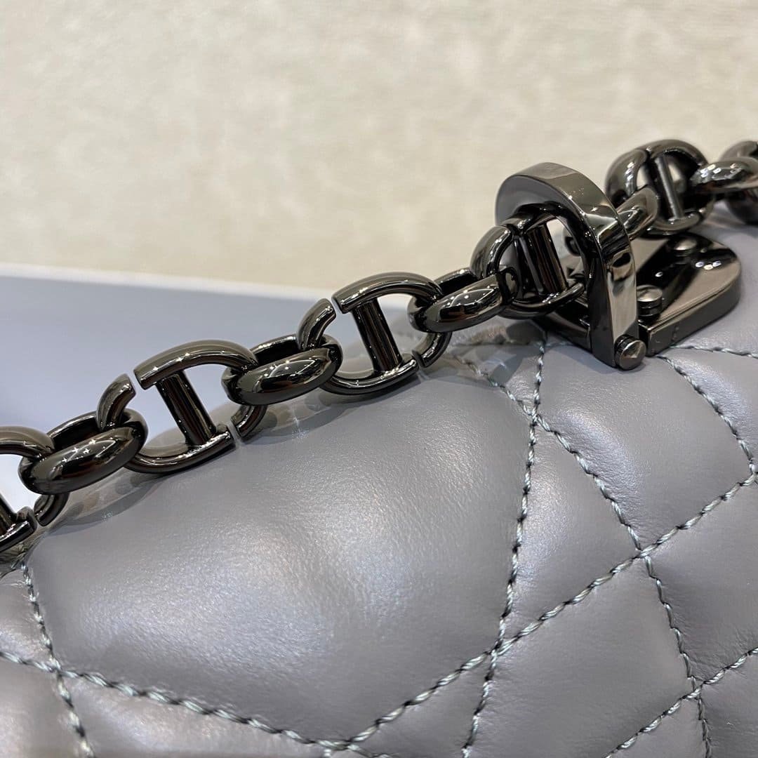 Christian Dior Large Dior Caro Bag Grey Padded Macrocannage Dark Grey For Women 28cm CD - Image 9