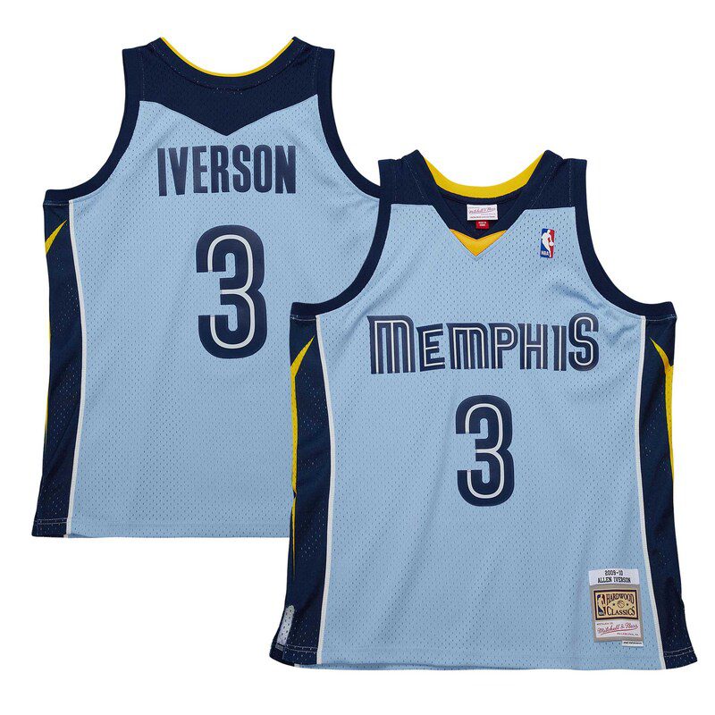 Allen Iverson Memphis Grizzlies 2009/10 Hardwood Classics Swingman Jersey – Light Blue