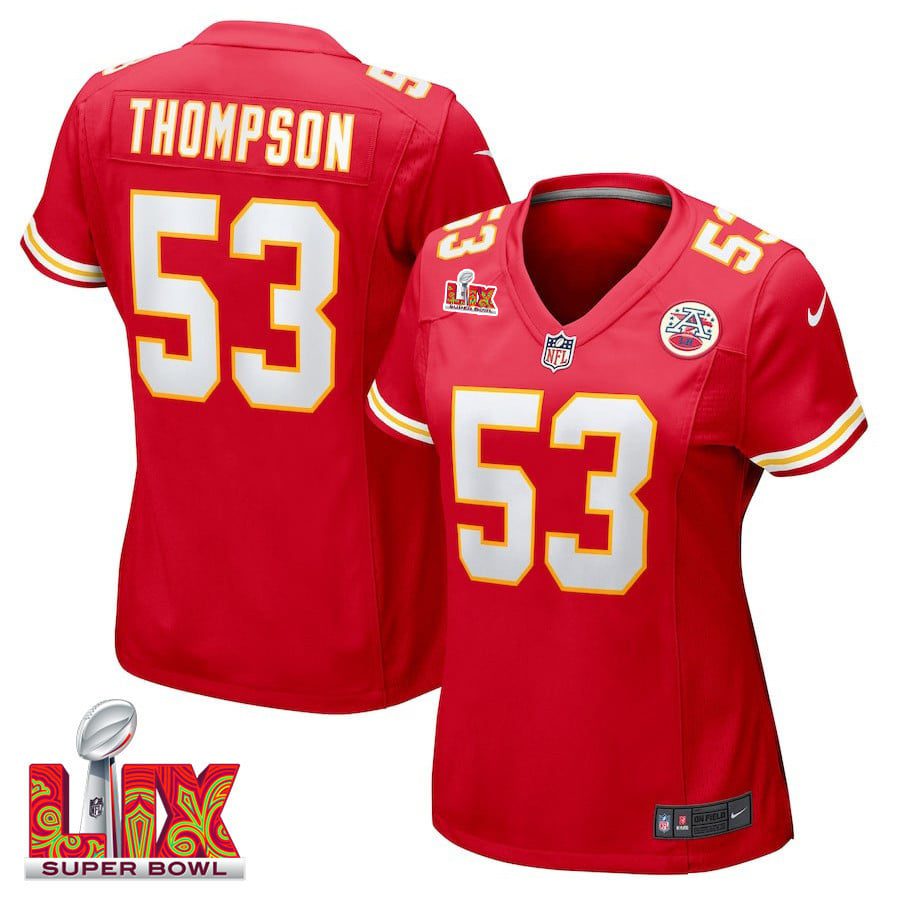 BJ Thompson #53 Kansas City Chiefs Super Bowl LIX Women’s Jersey – Red