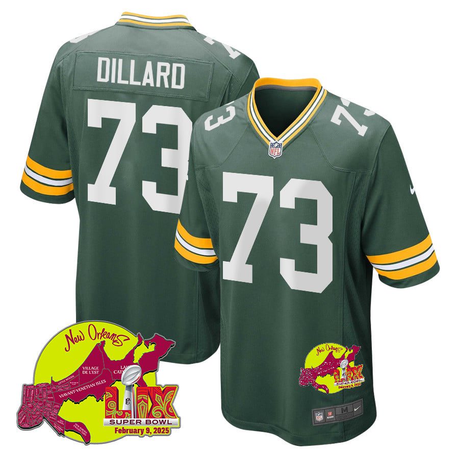 NFL Andre Dillard 73 Green Bay Packers Super Bowl LIX New Orleans Patch Game Men Jersey – Green