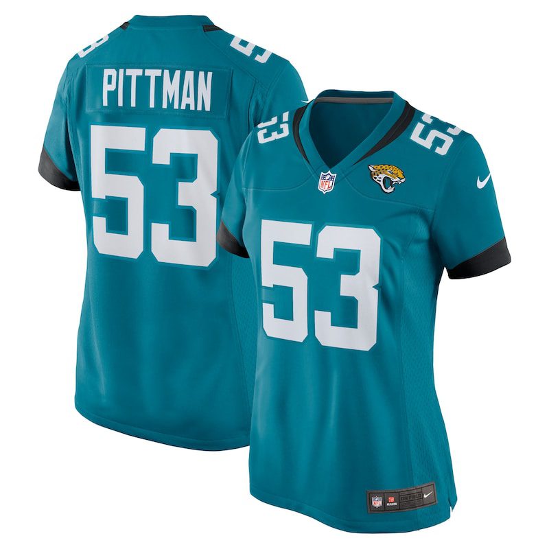 Anthony Pittman Jacksonville Jaguars Women Team Game Jersey – Teal