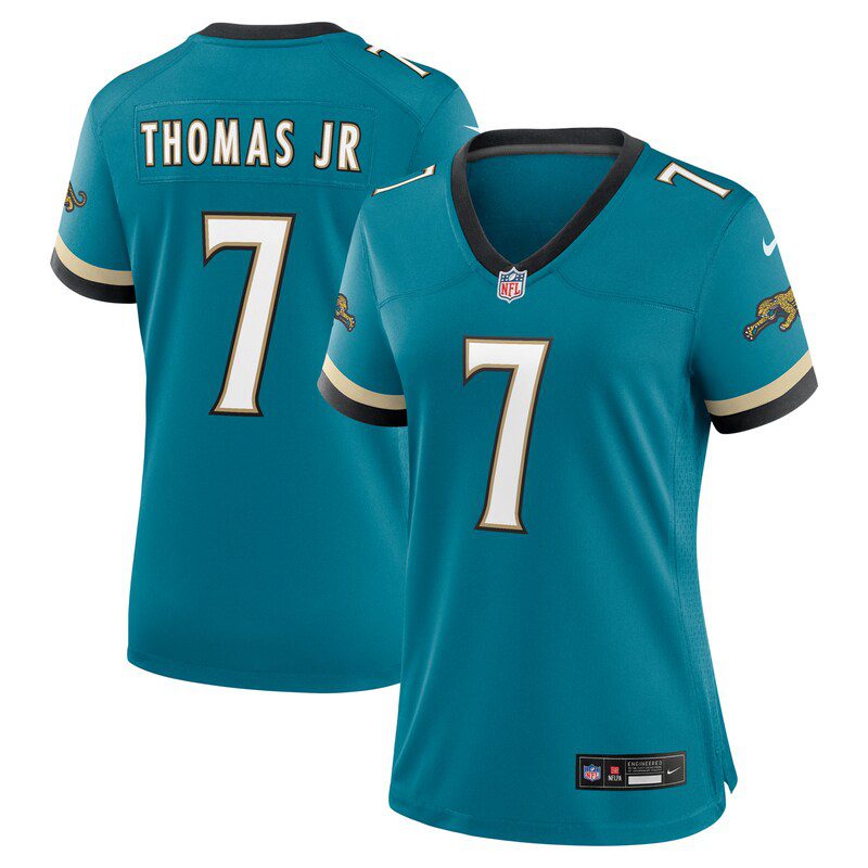 Brian Thomas Jr. Jacksonville Jaguars Women Prowler Throwback Game Jersey – Teal