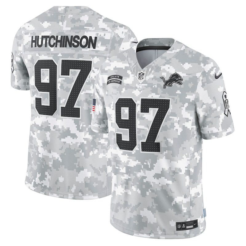 NFL Aidan Hutchinson Detroit Lions 2024 Salute to Service Limited Jersey – Arctic Camo