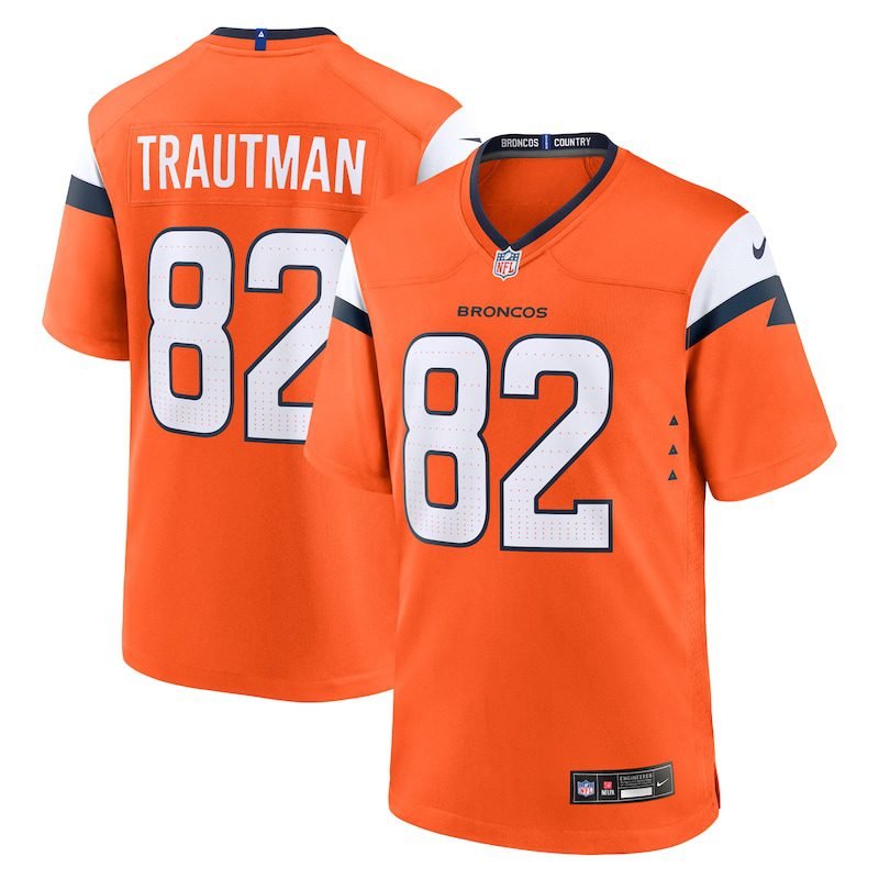 Adam Trautman Denver Broncos Team Game Jersey – Orange