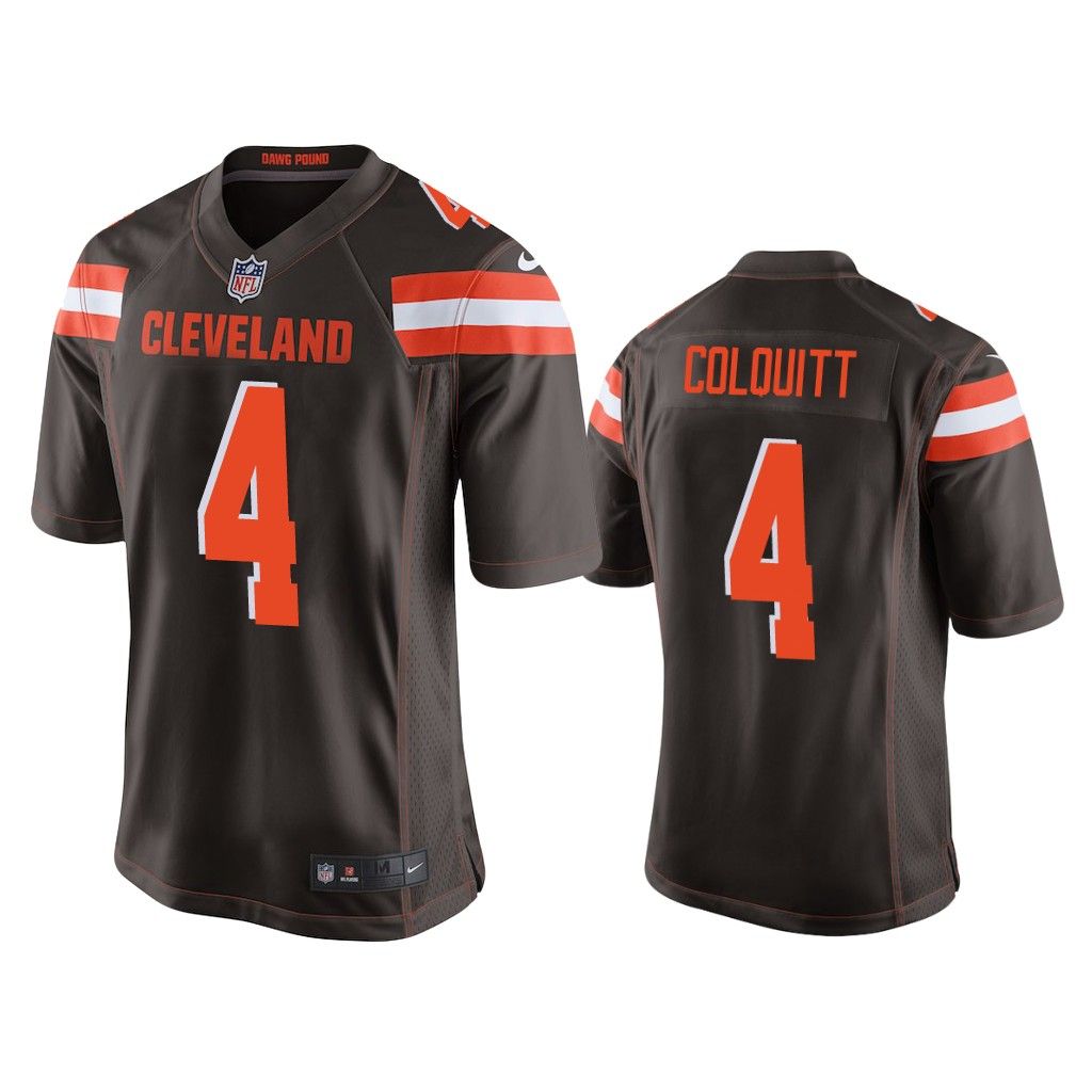 NFL Cleveland Browns #4 Brown Men Britton Colquitt Game Jersey