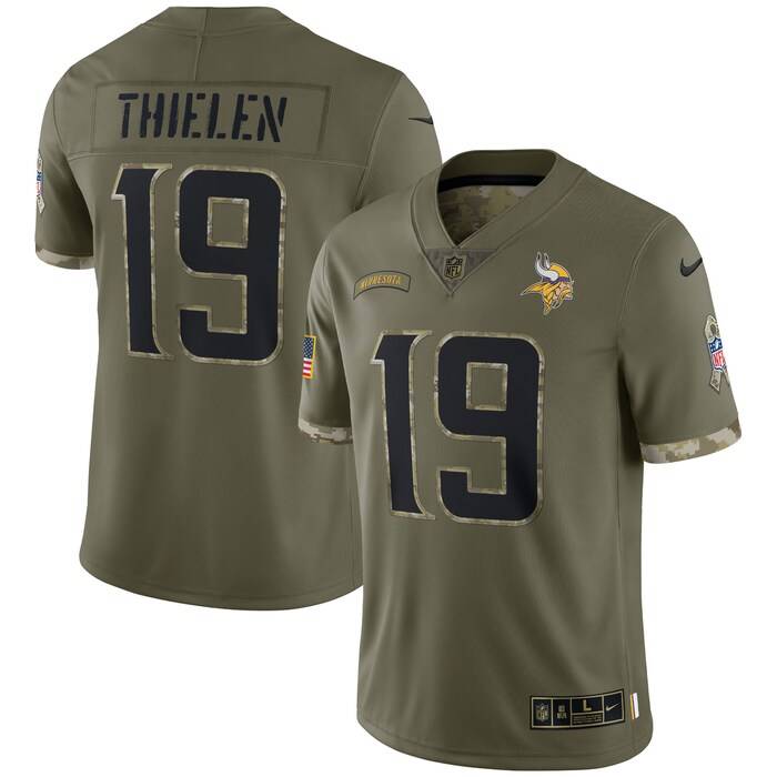 NFL Adam Thielen Minnesota Vikings 2022 Salute To Service Limited Jersey – Olive