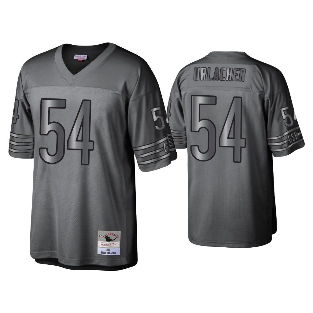 NFL Brian Urlacher Chicago Bears Charcoal 2001 Throwback Metal Legacy Jersey