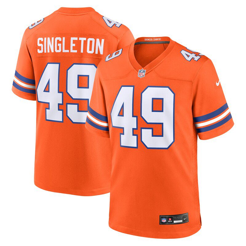 Alex Singleton Denver Broncos Mile High Collection 1977 Throwback Player Game Jersey – Orange