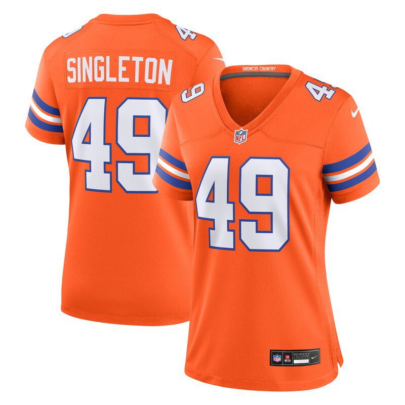Alex Singleton Denver Broncos Women’s Mile High Collection 1977 Throwback Player Game Jersey – Orange