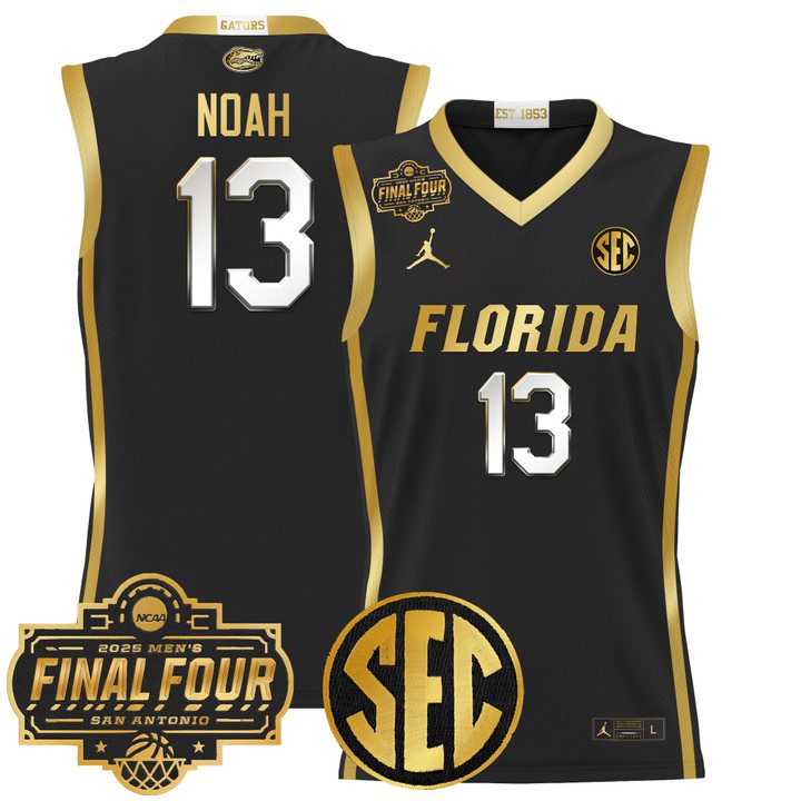Florida Gators 2025 Final Four Patch Basketball Jersey – Black Gold Joakim Noah