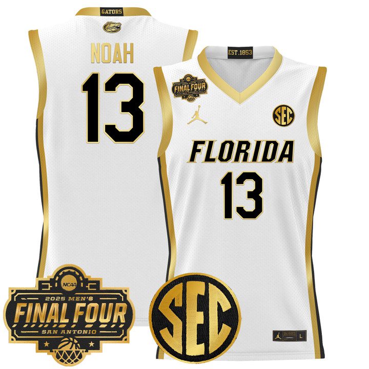Florida Gators 2025 Final Four Patch Basketball Jersey – White Gold Joakim Noah