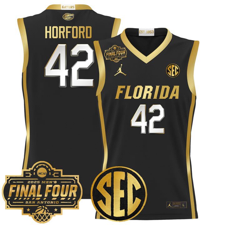 Florida Gators 2025 Final Four Patch Basketball Jersey – Black Gold Al Horford