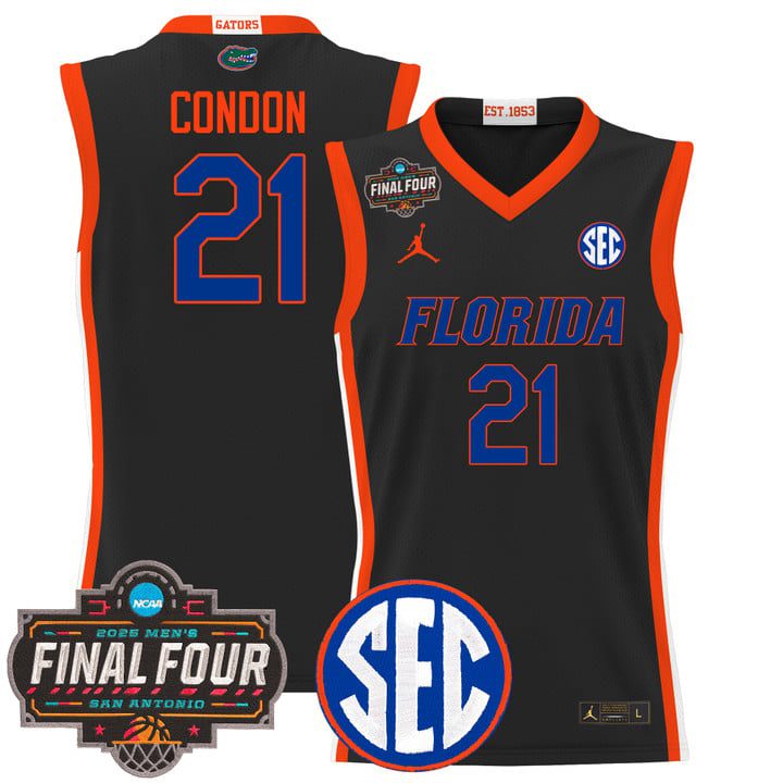 Florida Gators 2025 Final Four Patch Basketball Jersey – Black Alex Condon