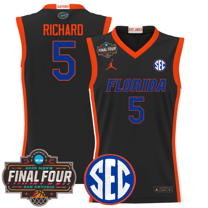 Florida Gators 2025 Final Four Patch Basketball Jersey – Black Will Richard