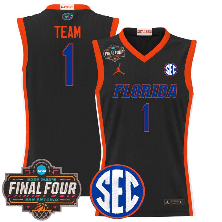Florida Gators 2025 Final Four Patch Basketball Jersey – Black #1 Team
