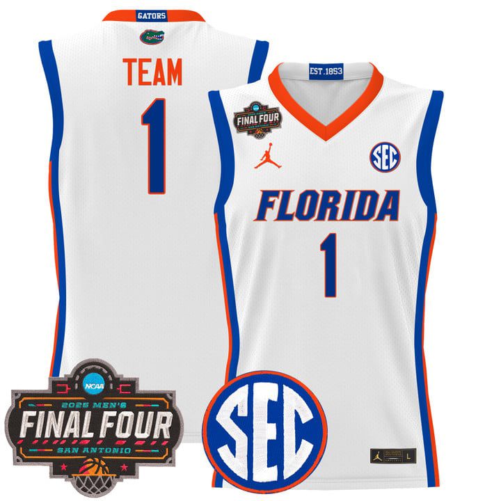 Florida Gators 2025 Final Four Patch Basketball Jersey – White #1 Team