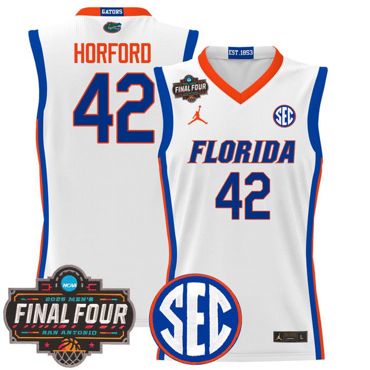 Florida Gators 2025 Final Four Patch Basketball Jersey – White Al Horford